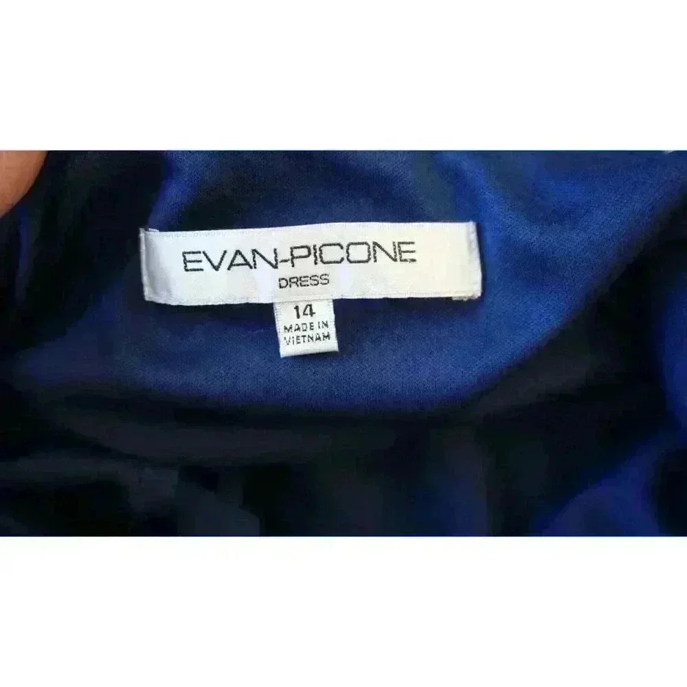 Evan-Picone Women's Long-Sleeve Blue Dress, Size 14 - Picture 2 of 14